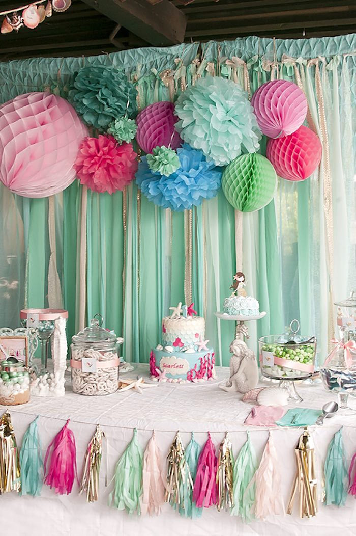 1st Birthday Decoration Ideas
 Kara s Party Ideas Littlest Mermaid 1st Birthday Party