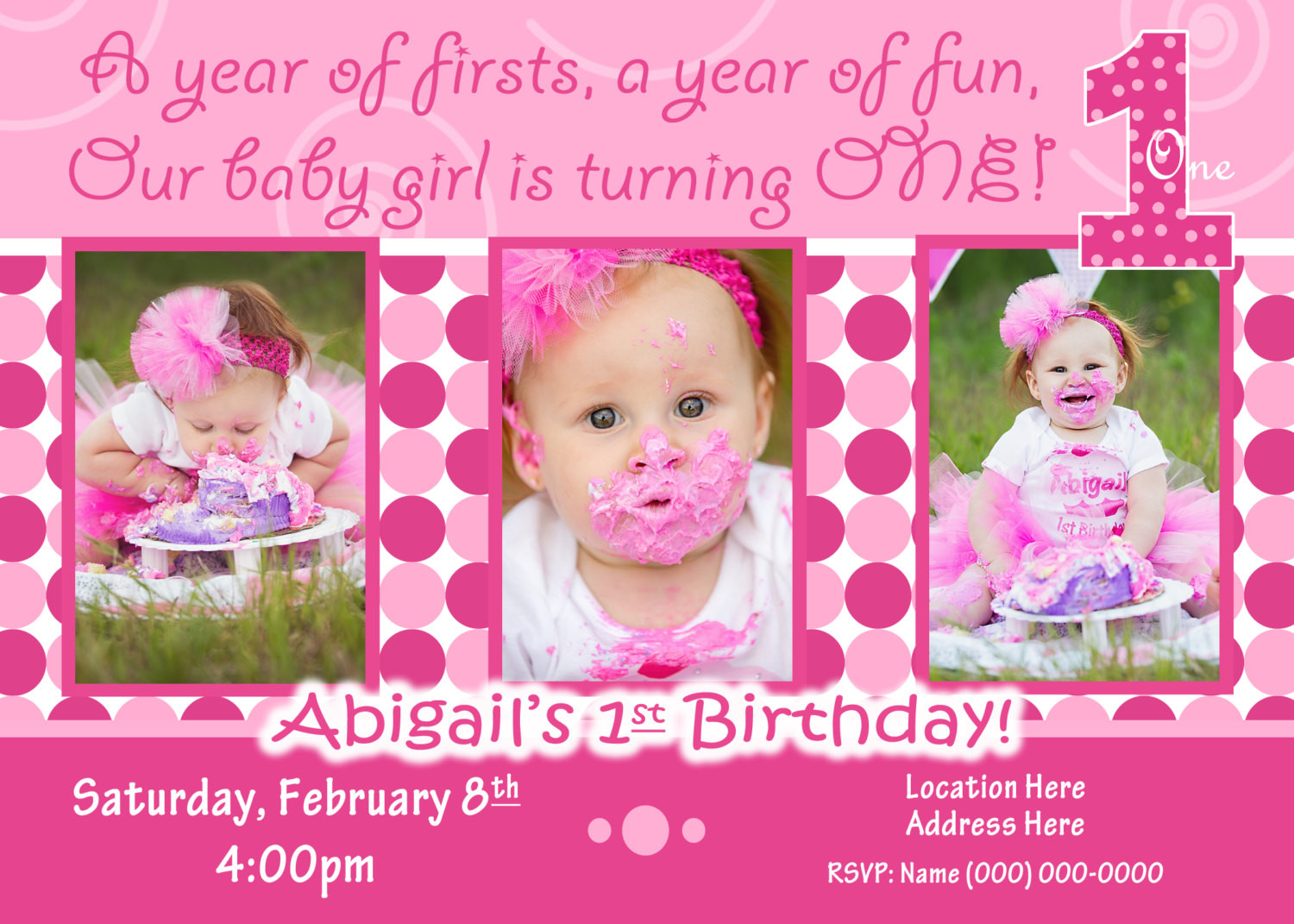 1st Birthday Girl Invitations
 1st Birthday Girl invitation 1st birthday Girl invite