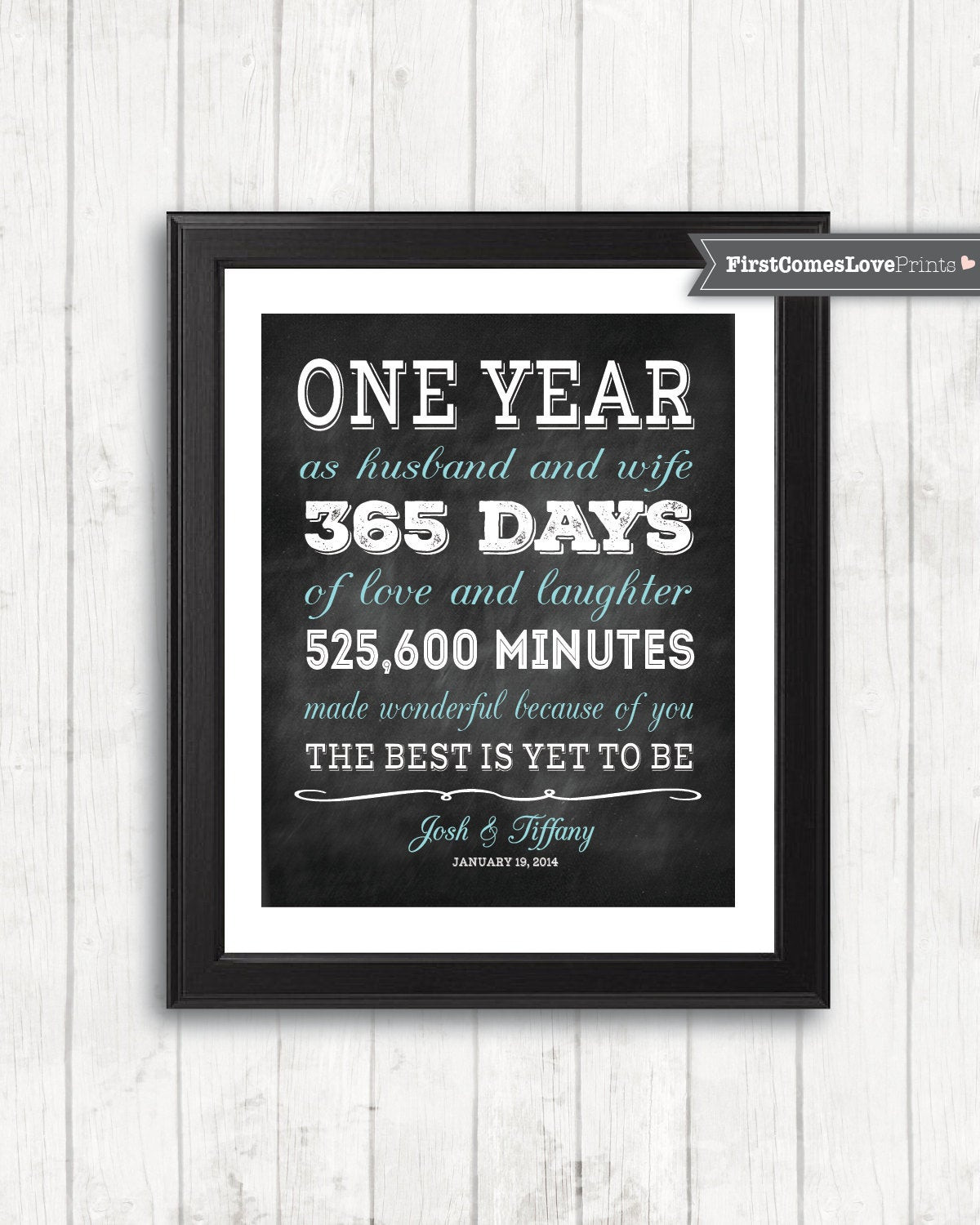 1St Year Anniversary Gift Ideas For Him
 Chalkboard Style First Anniversary Gift for Husband for Wife