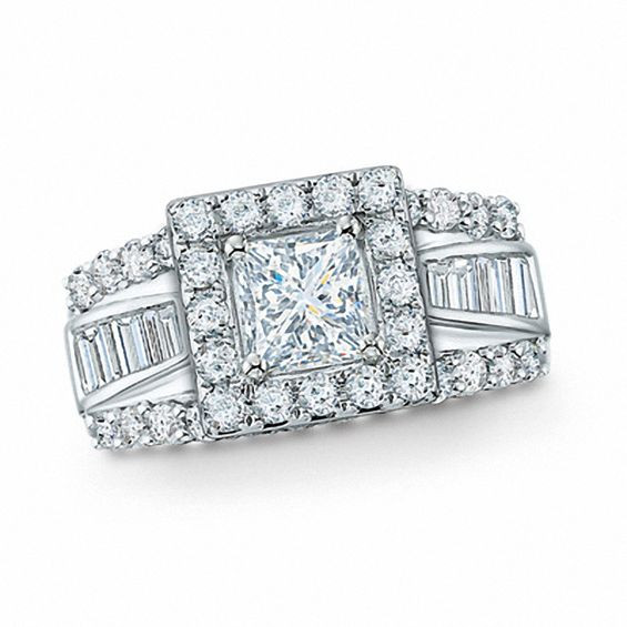 2 Ct Princess Cut Engagement Rings
 2 CT T W Frame Princess Cut Diamond Engagement Ring in