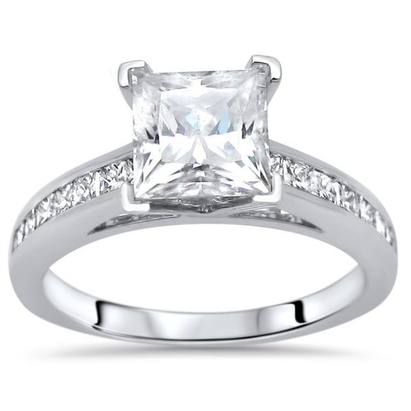 2 Ct Princess Cut Engagement Rings
 Noori 2 ct Princess Cut Moissanite Center 1 2ct Diamond