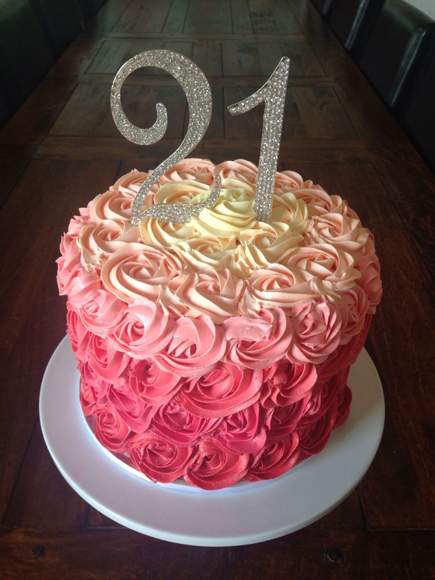 21st Birthday Cake Decorations
 21st birthday cake Buttercream rosettes