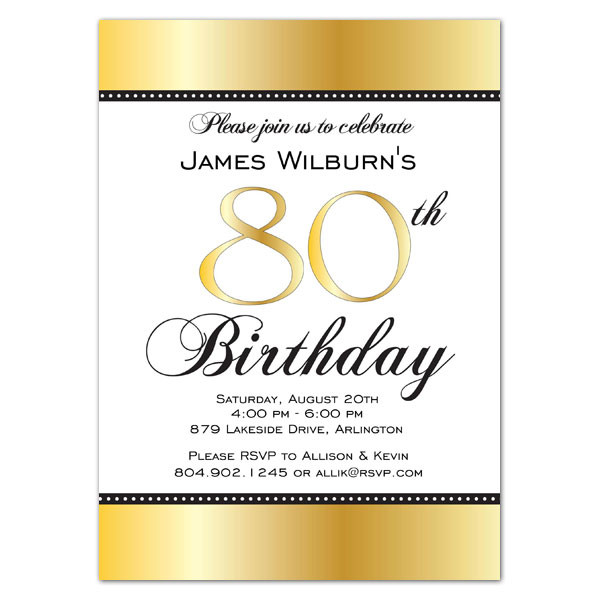 80th Birthday Invitations Templates
 Golden Celebration 80th Birthday Invitations