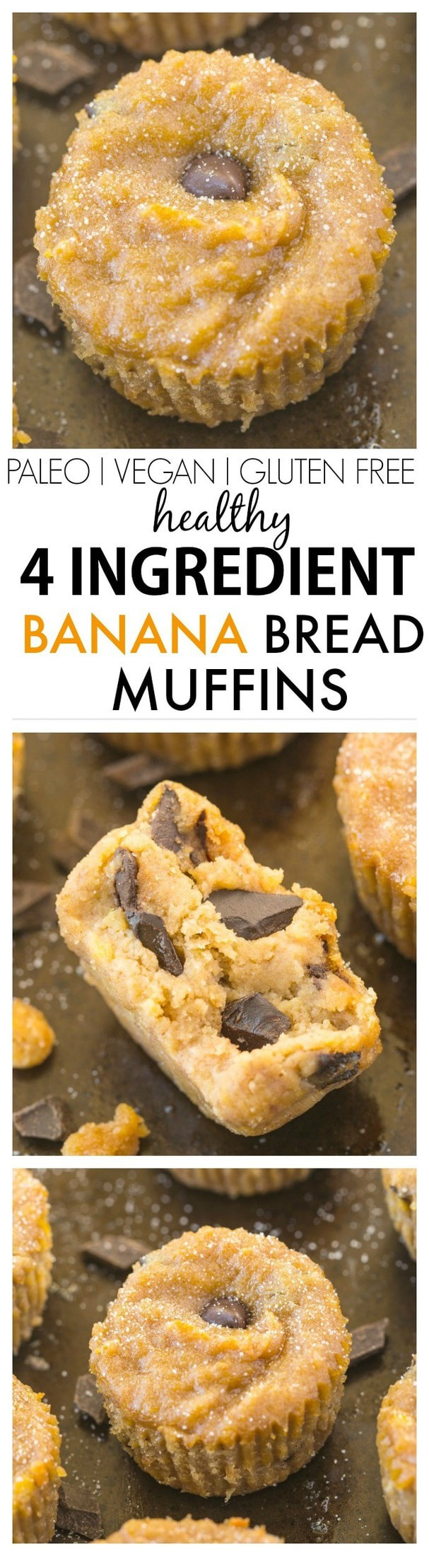 Banana Bread Muffins Healthy
 Healthy 4 Ingre nt Banana Bread Muffins Paleo Vegan