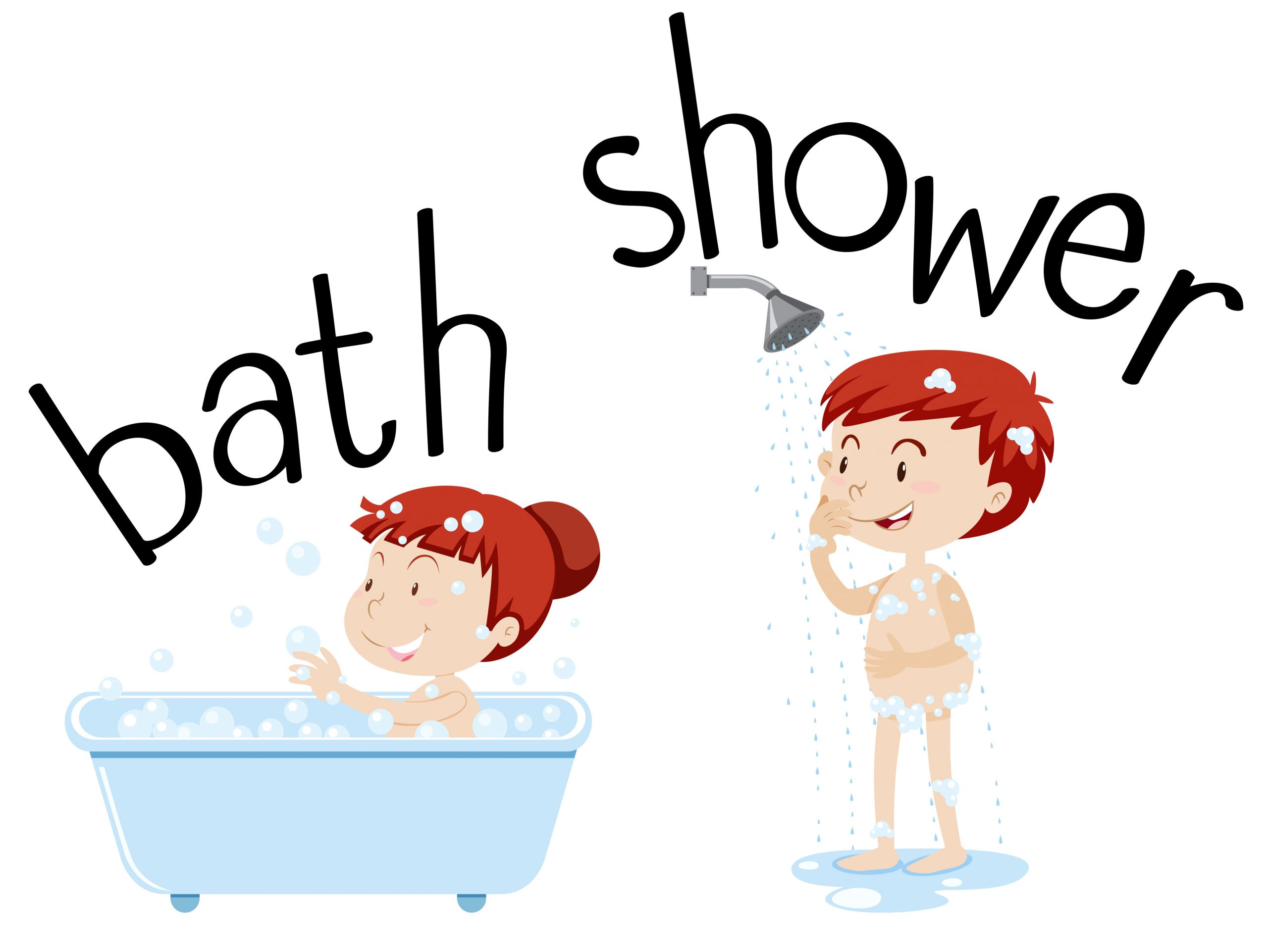 Bathroom Clipart For Kids
 Kids taking bath and shower Download Free Vectors