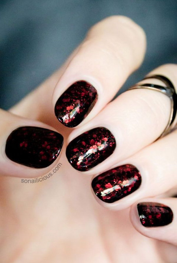 Black And Red Glitter Nails
 45 Stylish Red and Black Nail Designs 2017