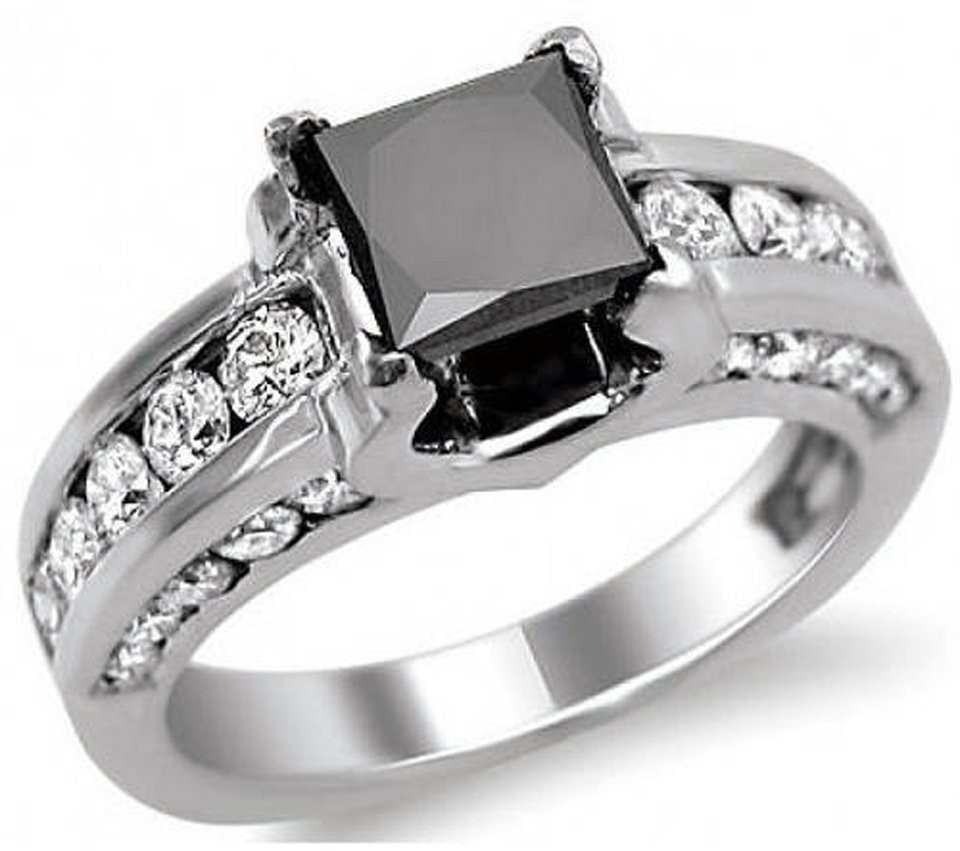 Black And White Diamond Engagement Ring
 Black and White Princess Cut Diamond Engagement Rings