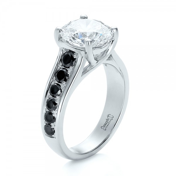 Black And White Diamond Engagement Ring
 Custom Solitaire Champagne Diamond Engagement Ring