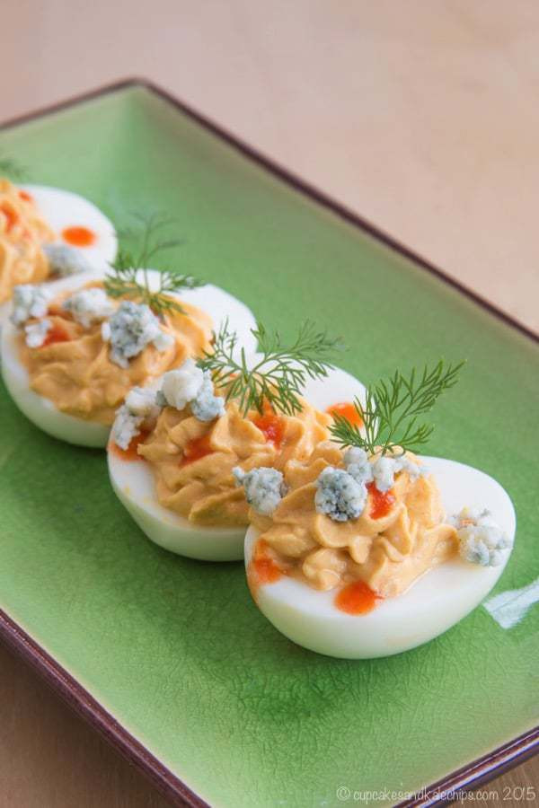 Blue Cheese Deviled Eggs
 Buffalo Blue Cheese Deviled Eggs Cupcakes & Kale Chips