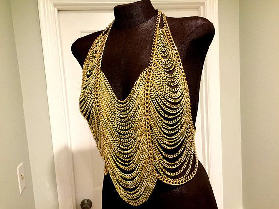 Body Jewelry Over Clothes
 Body Harness Gold Body Chains Shoulder Jewelry Metal