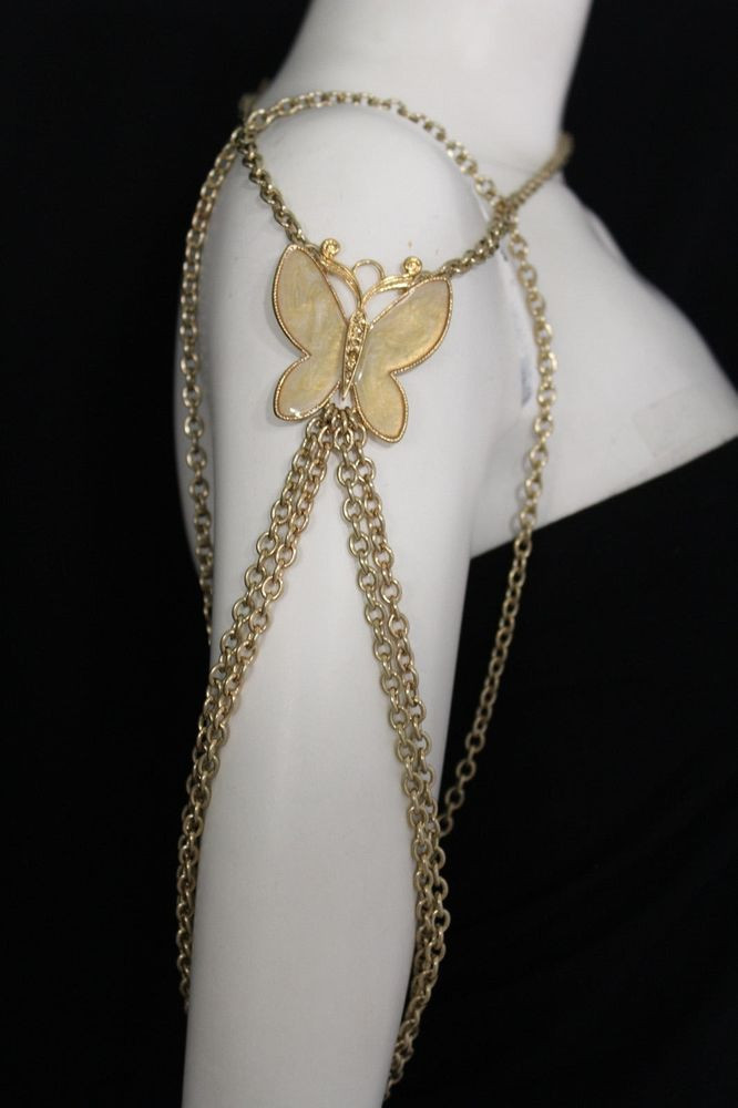 Body Jewelry Shoulder
 New Women Shoulder Chain Gold Metal Big Butterfly Necklace