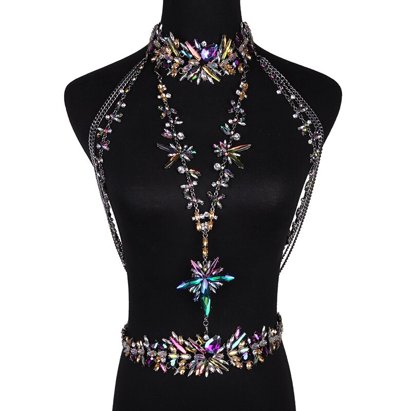 Body Jewelry Wedding
 Miwens Big brand Crystal belly chain necklace women Luxury