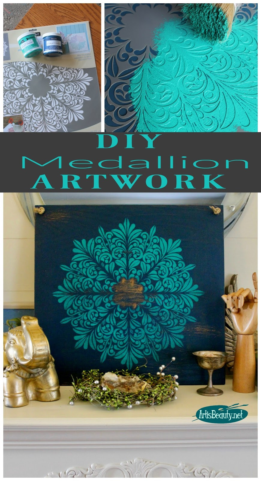 Boho Decor DIY
 ART IS BEAUTY DIY Medallion Wall Art from an Old Shelf