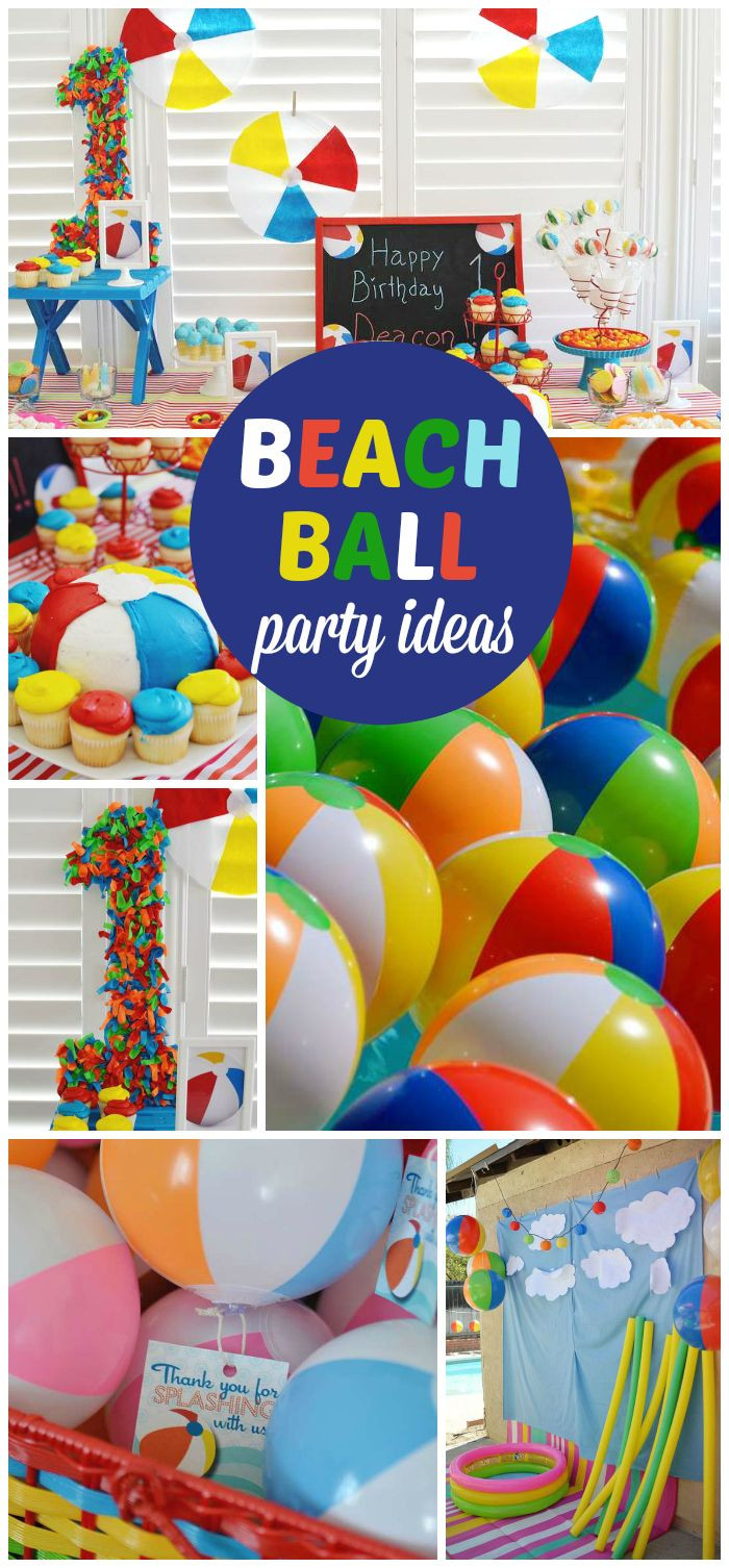 Boy Beach Birthday Party Ideas
 A colorful beach ball first boy birthday party with fun