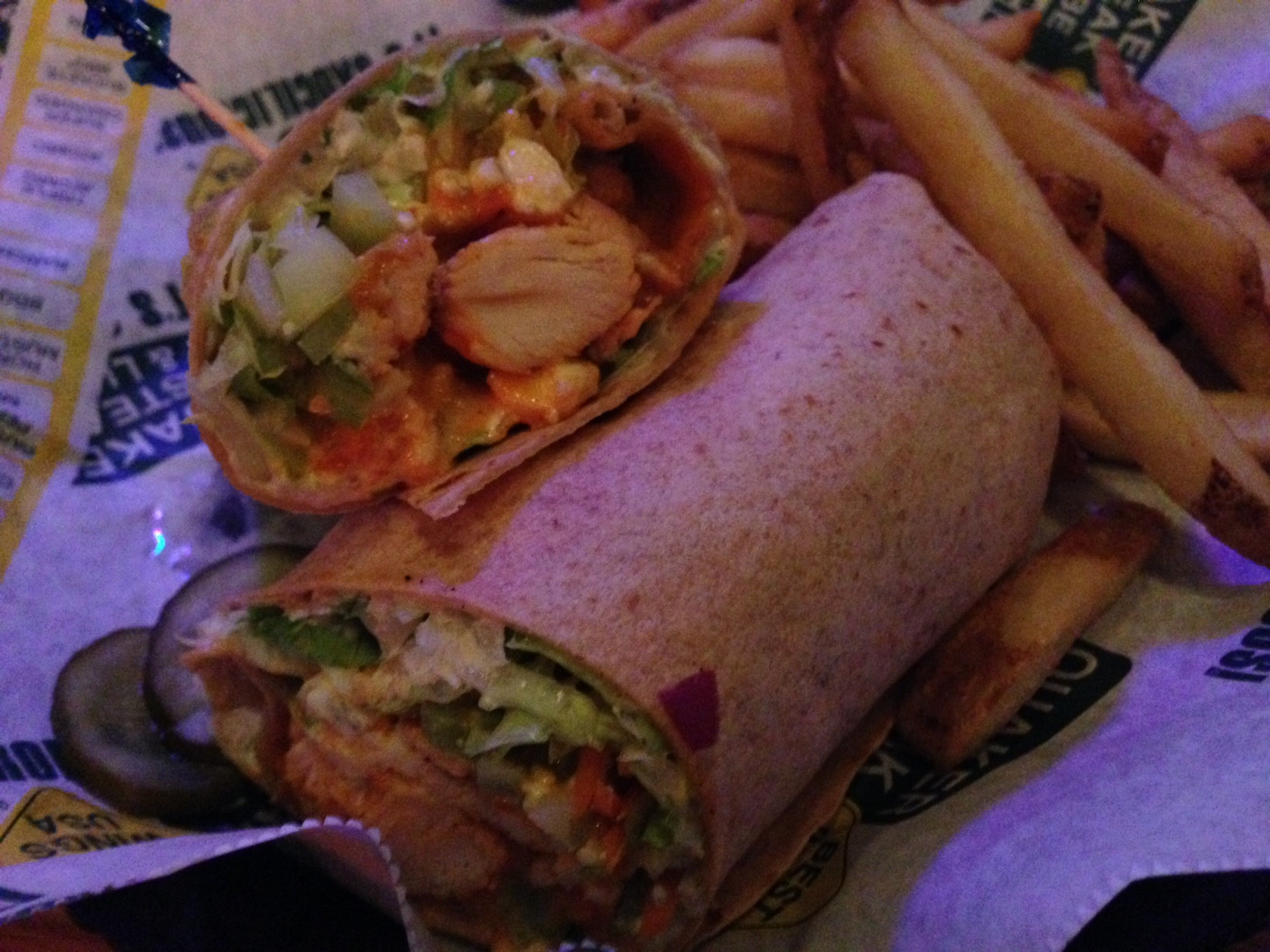 Buffalo Wild Wings Grilled Chicken Wrap
 Good wings mediocre entrees the norm at Quaker Steak