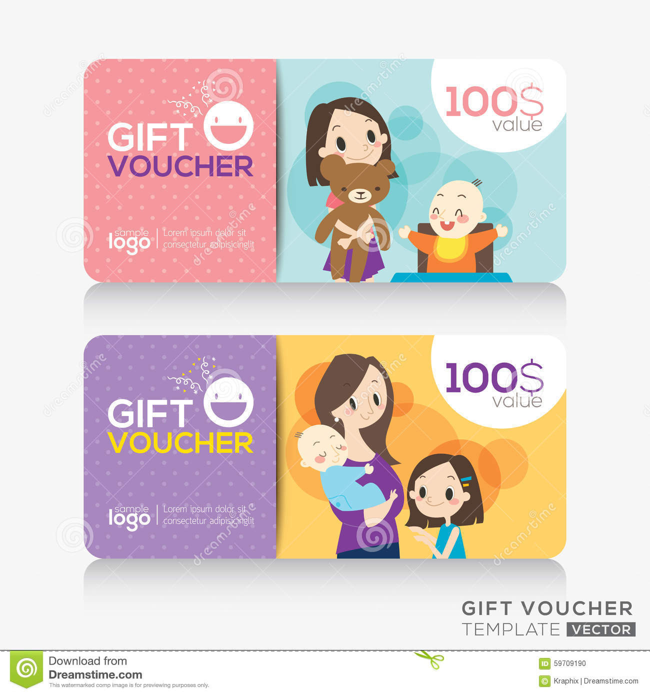 Child Gift Card
 Kids Store Coupon Voucher Gift Card Design Template