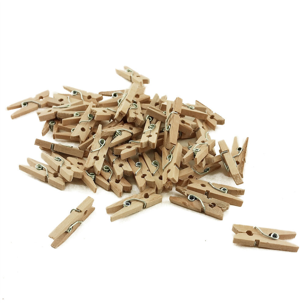 Clothes Pins
 50 Natural Wood Wooden Mini 1" inch Spring Clothespins