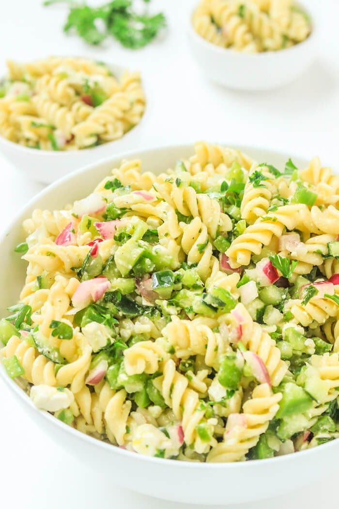 Cold Vegetarian Potluck Recipes
 Easy Pasta Salad Recipe With Feta Parsley and Lemon