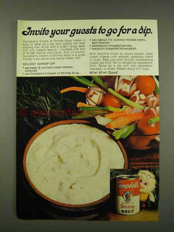 Cream Of Shrimp Soup
 1973 Campbell s Cream of Shrimp Soup Ad Go For a Dip