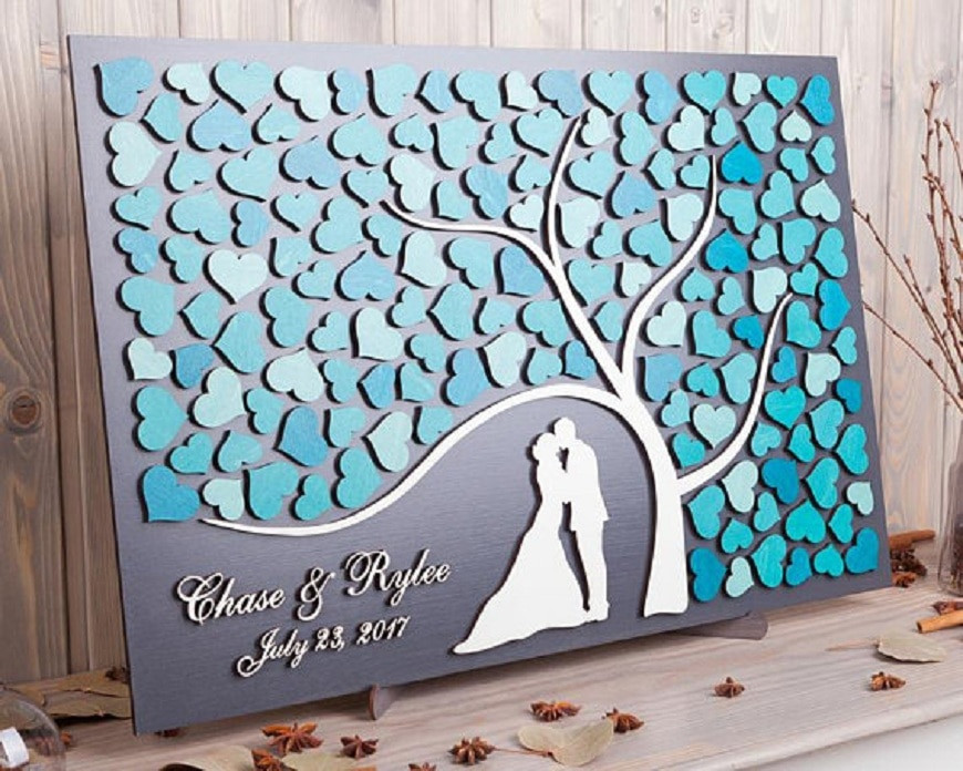 Custom Wedding Guest Book Ideas
 3D Tree Custom Wedding Guest Book Frame with Name & Date