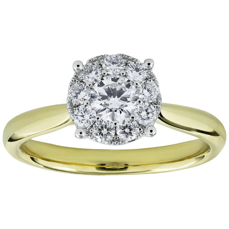 Diamond Cluster Engagement Rings
 Round Diamond Cluster Engagement Ring in Yellow Gold For