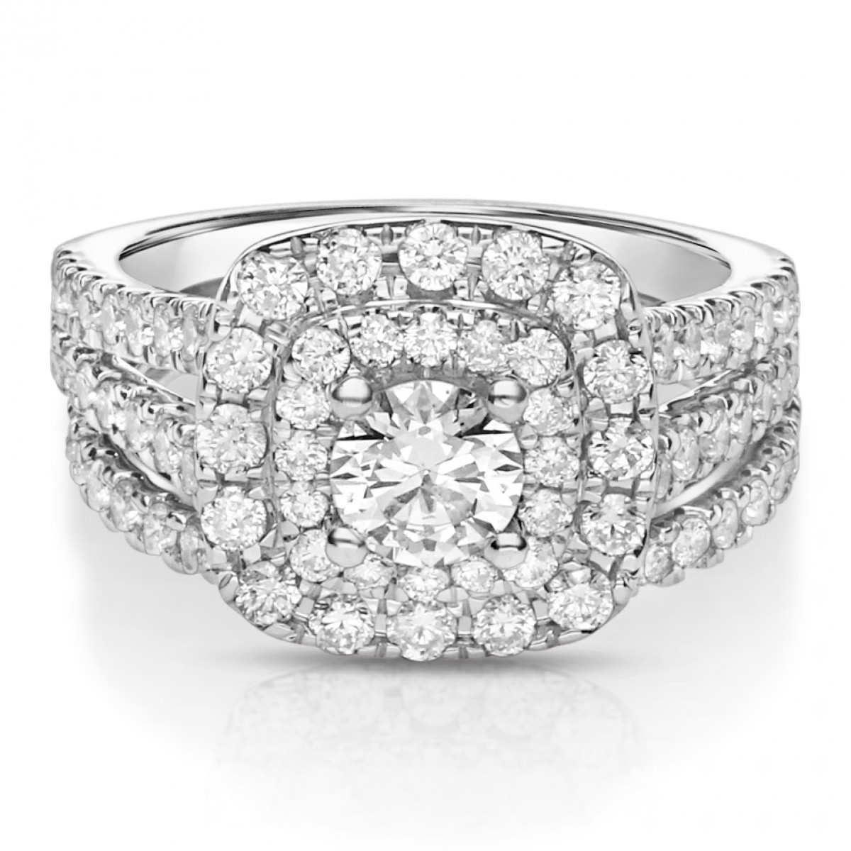 Diamond Cluster Engagement Rings
 Gage Diamonds Hadlee 14K White Gold Split Shank Double