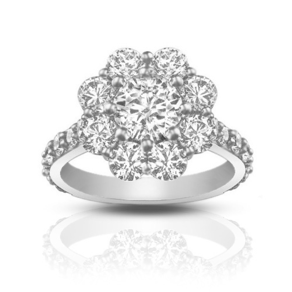 Diamond Cluster Engagement Rings
 2 90 ct Round Cut Diamond Cluster Engagement Ring