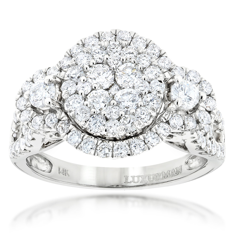 Diamond Cluster Engagement Rings
 2 Carat Diamond Engagement Ring Cluster Set Diamonds 14k