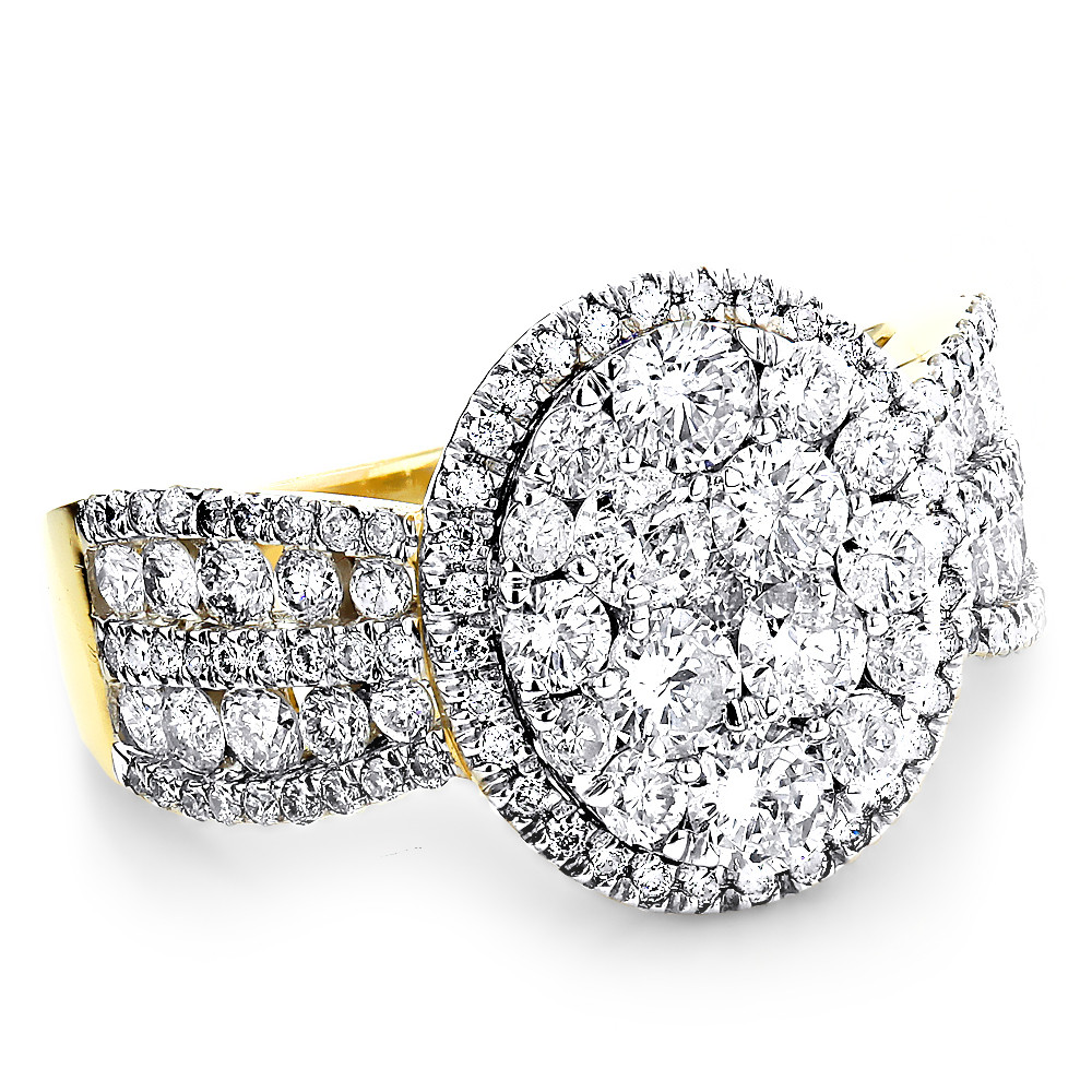 Diamond Cluster Engagement Rings
 Womens Diamond Cluster Rings 2 6ct 14k Gold Diamond