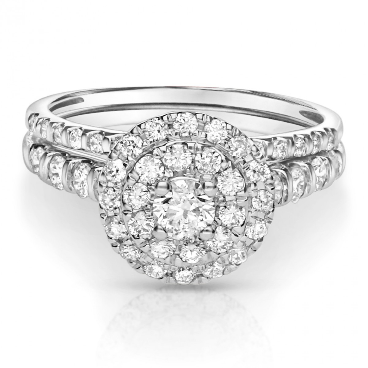 Diamond Cluster Engagement Rings
 Gage Diamonds Maxine 14K White Gold Double Round Halo