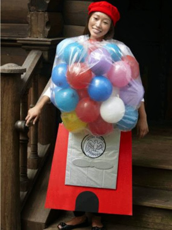 DIY Gumball Machine Costume
 cheap DIY halloween costumes you can put to her in a day