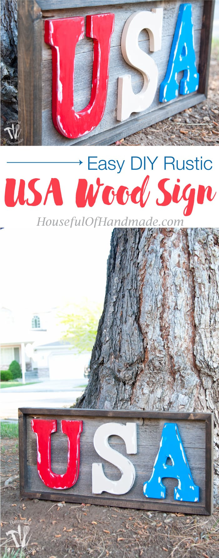 DIY Rustic Wood Signs
 Easy DIY Rustic USA Wood Sign a Houseful of Handmade