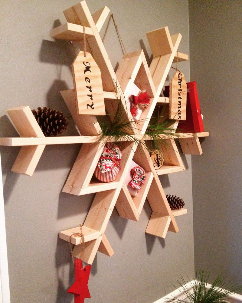DIY Wood Christmas Decorations
 Let It Snow My DIY Wooden Snowflake Shelf