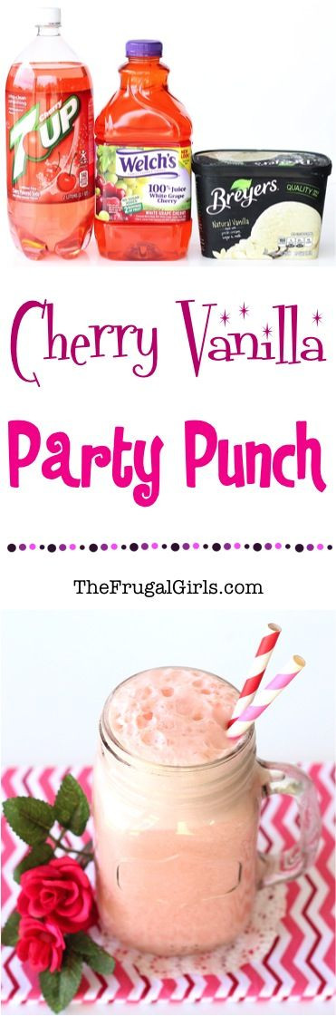 Easy Baby Shower Punch Recipes
 Cherry Vanilla Party Punch Recipe from TheFrugalGirls