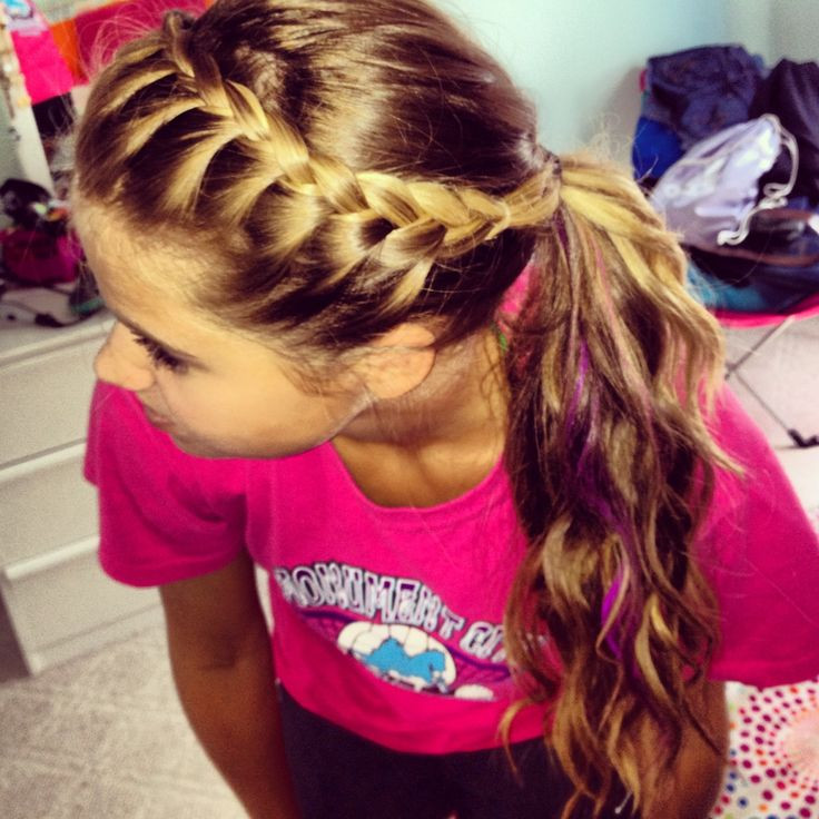 Easy Softball Hairstyles
 Easy hairstyle French braid your bangs and pull back into