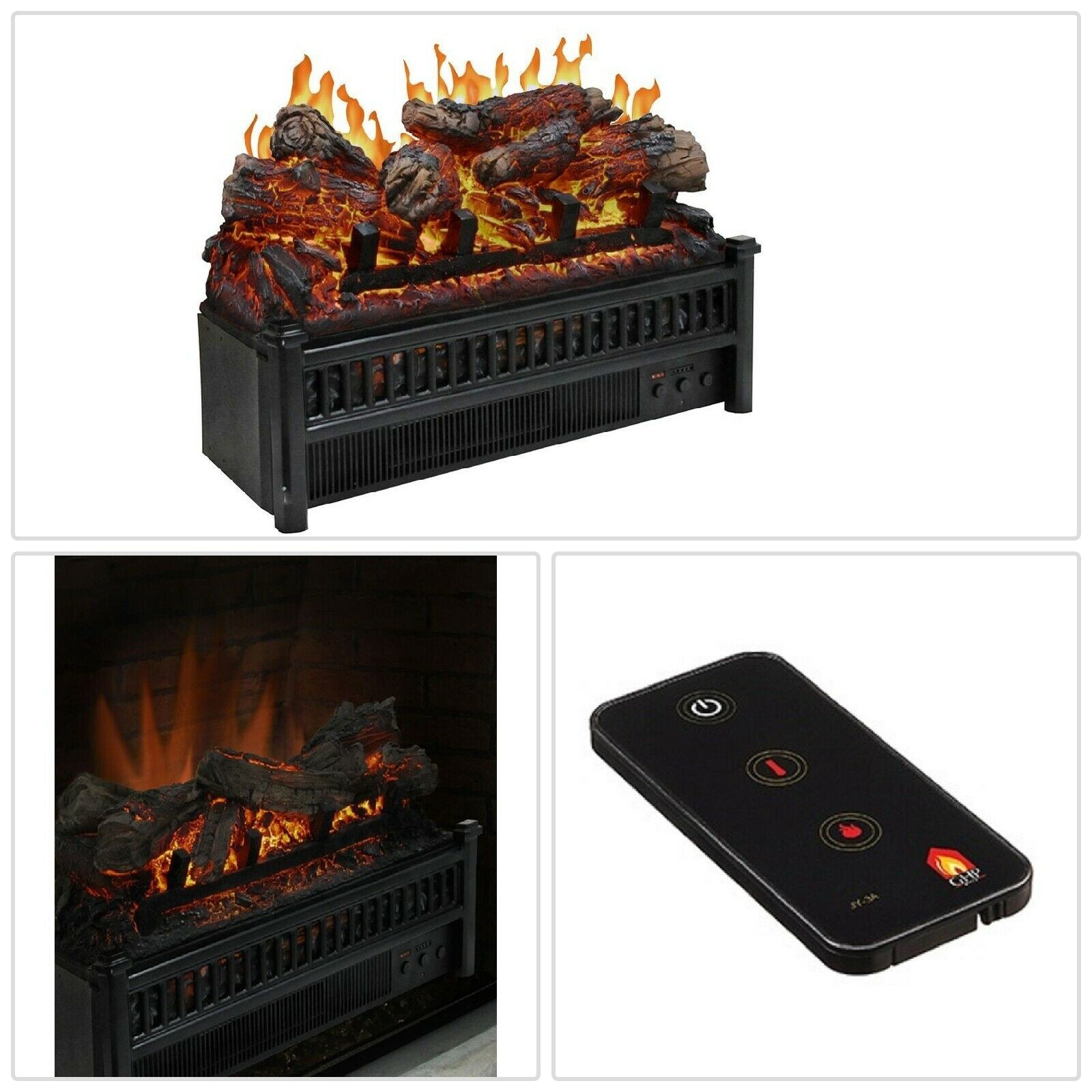 Electric Fireplace Remote Controls
 Electric Log Set Heater 23 in Black Remote Control Rustic