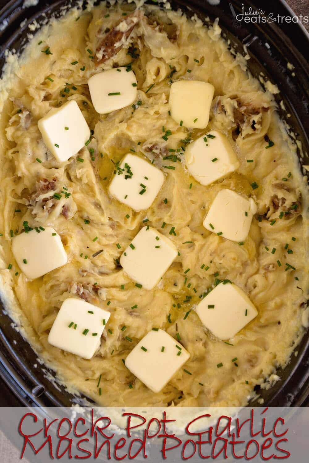 Garlic Mashed Potatoes With Cream Cheese
 Crock Pot Garlic Mashed Potatoes Recipe Julie s Eats