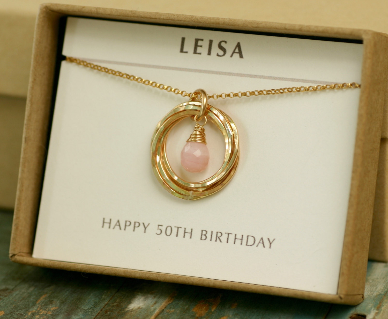 Gift Ideas 50th Birthday Woman
 50th birthday t for women pink opal necklace gold 5th