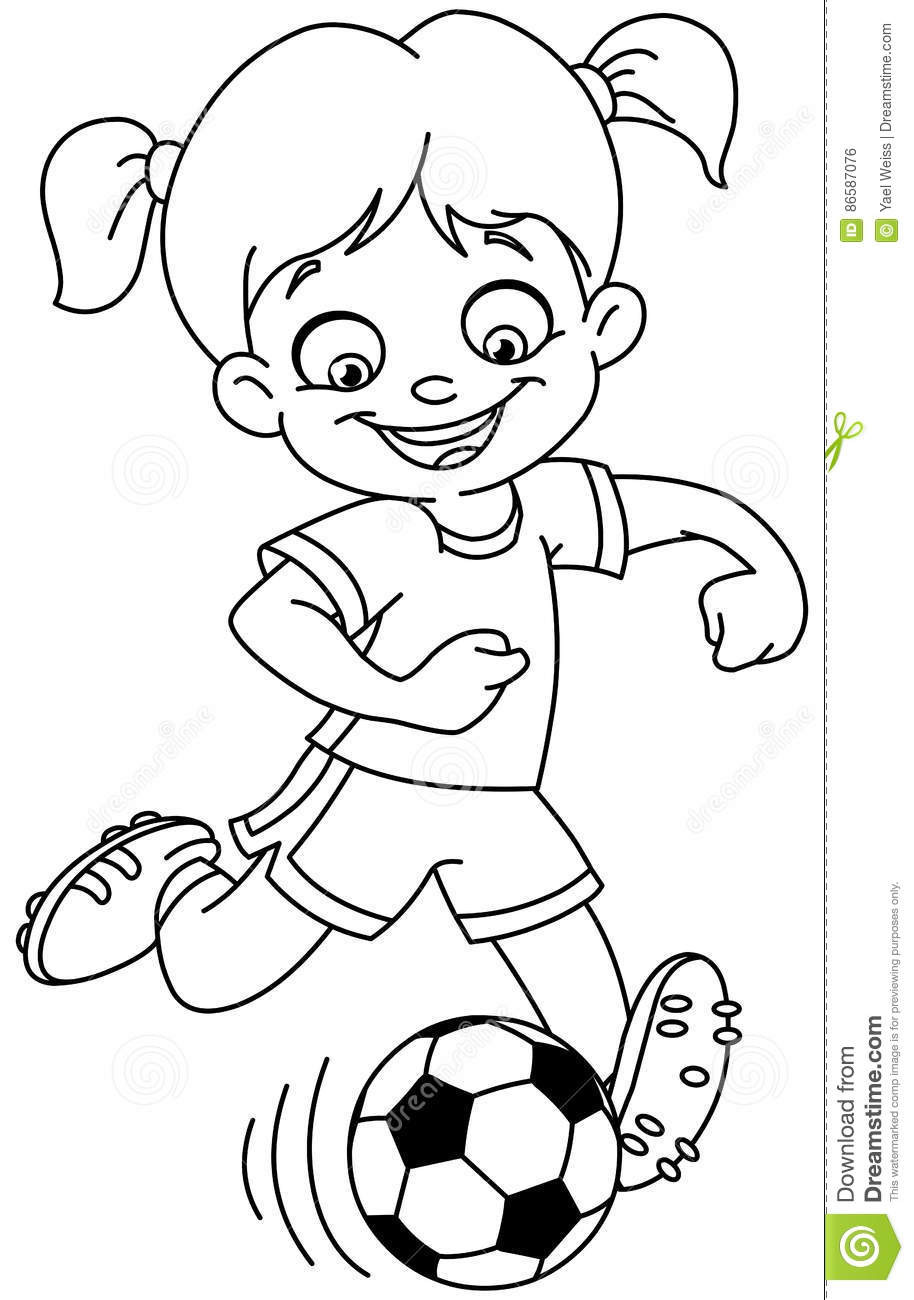 Girls Soccer Coloring Pages
 Outlined soccer girl stock vector Illustration of cute