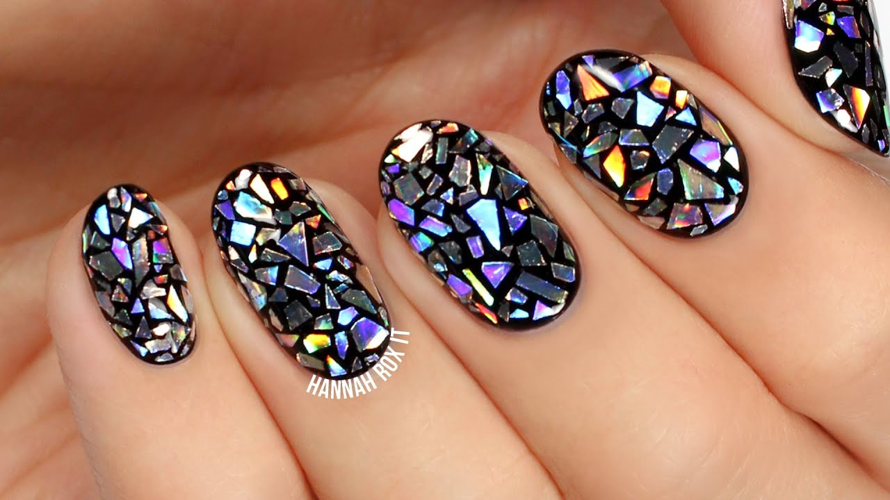 Glass Nail Art
 Holographic Shattered Glass Nail Art great for New Year s