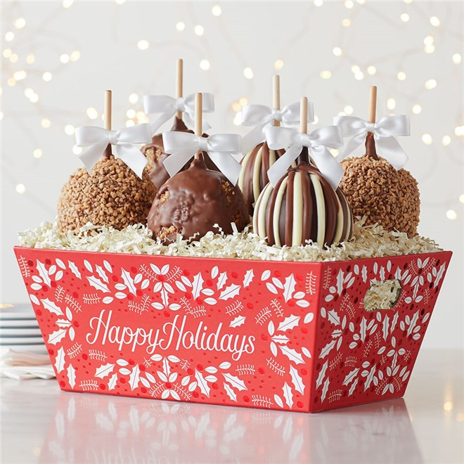 Gourmet Caramel Apples Delivered
 Happy Holiday Petite Caramel Apple Tray