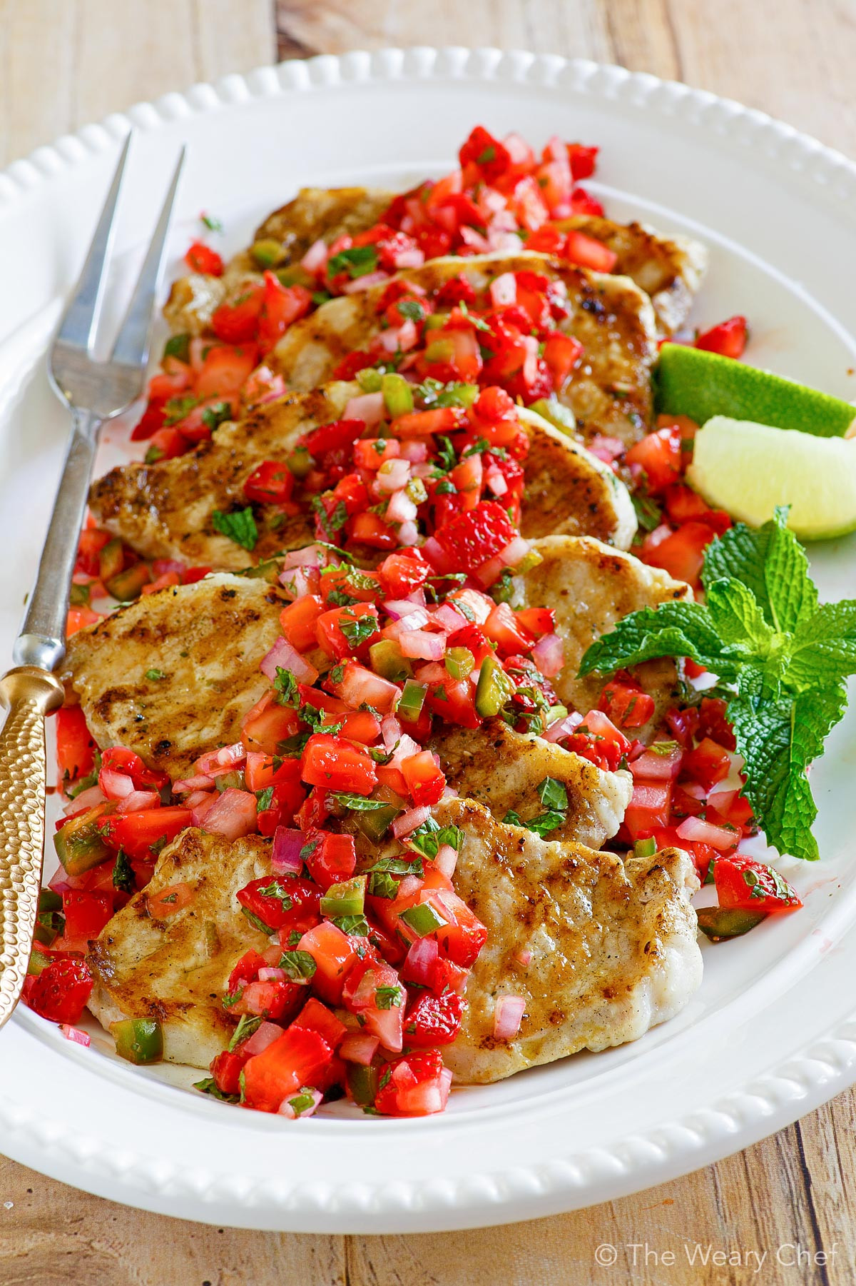 Grilled Pork Loin Chops
 Grilled Pork Loin Chops with Fresh Strawberry Salsa The