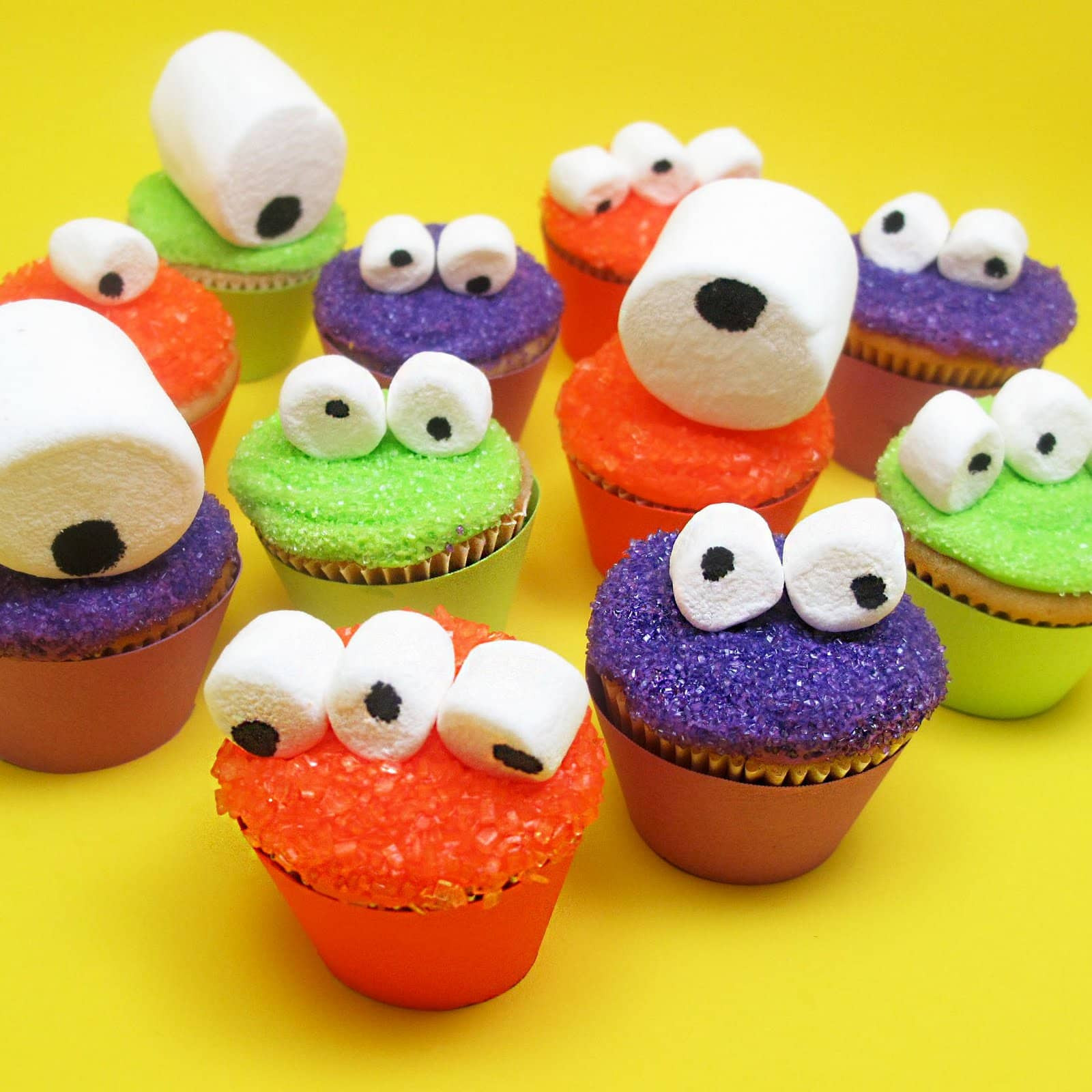 Halloween Monster Cupcakes
 mini monster cupcakes for an easy Halloween treat idea
