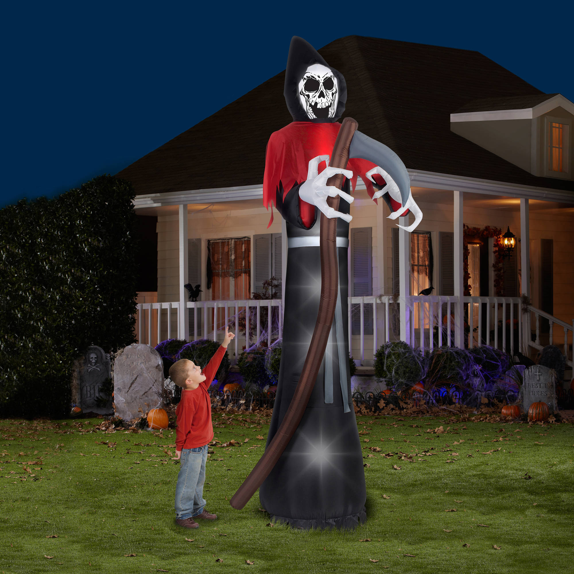 Halloween Outdoor Inflatables
 12 Tall Grim Reaper Halloween Airblown Inflatable