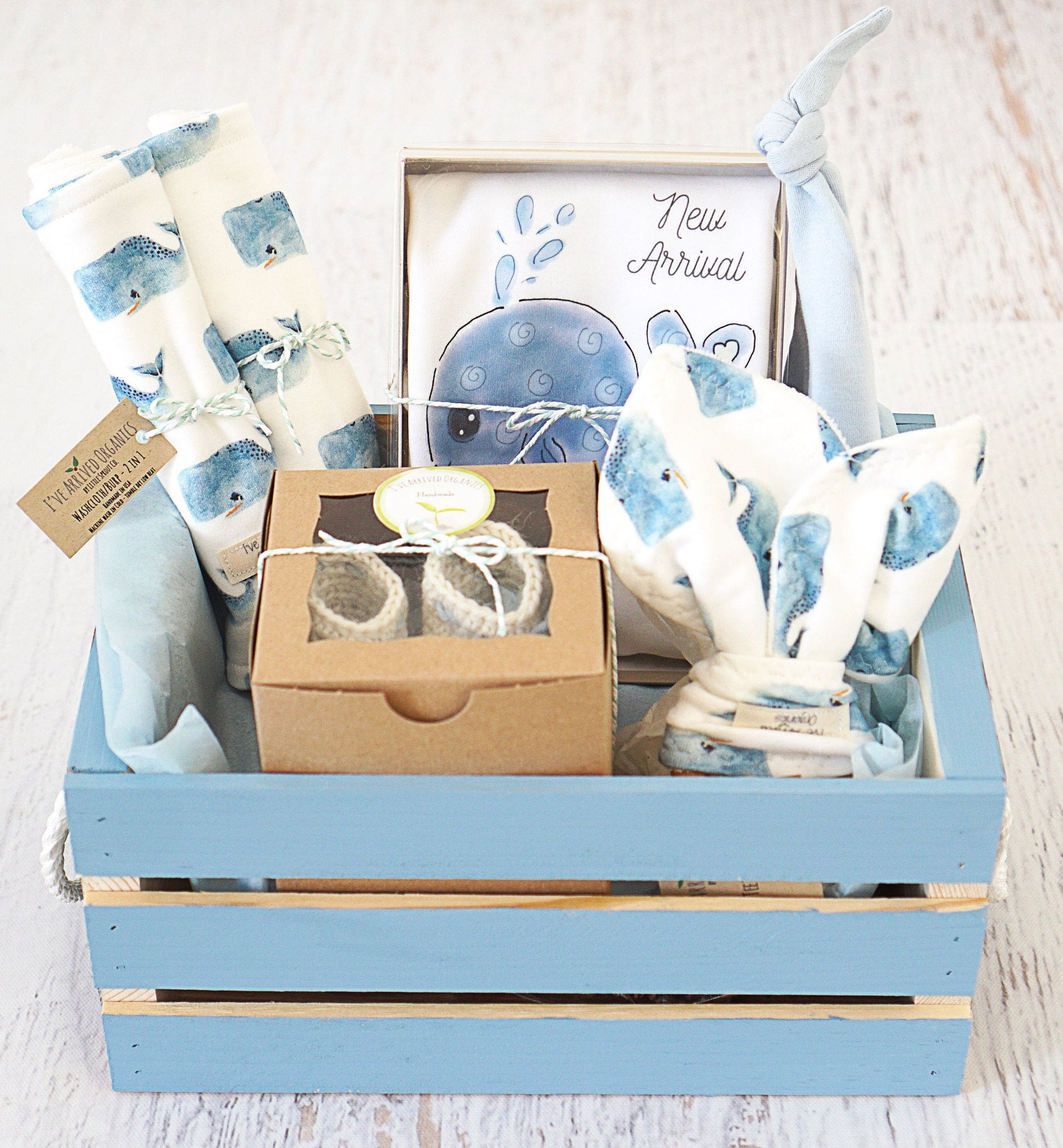 Handmade Gifts For Baby Boy
 Baby Boy Gift Basket Nautical Whale Theme Organic Handmade