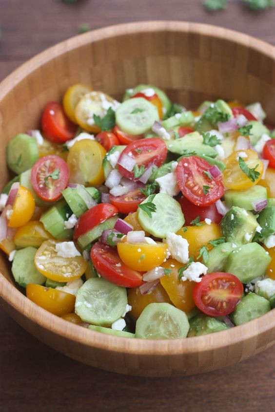 Healthy Side Dishes For Burgers
 Tomato Cucumber Avocado Salad is the perfect EASY light