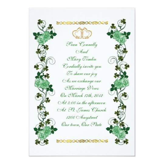 Irish Wedding Invitations
 Irish Wedding invitation shamrocks and green roses