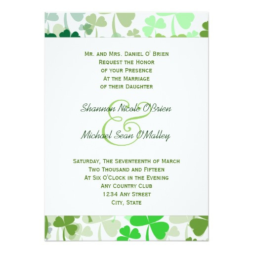 Irish Wedding Invitations
 Delicate Clover Irish Wedding Invitation Multiculturally Wed