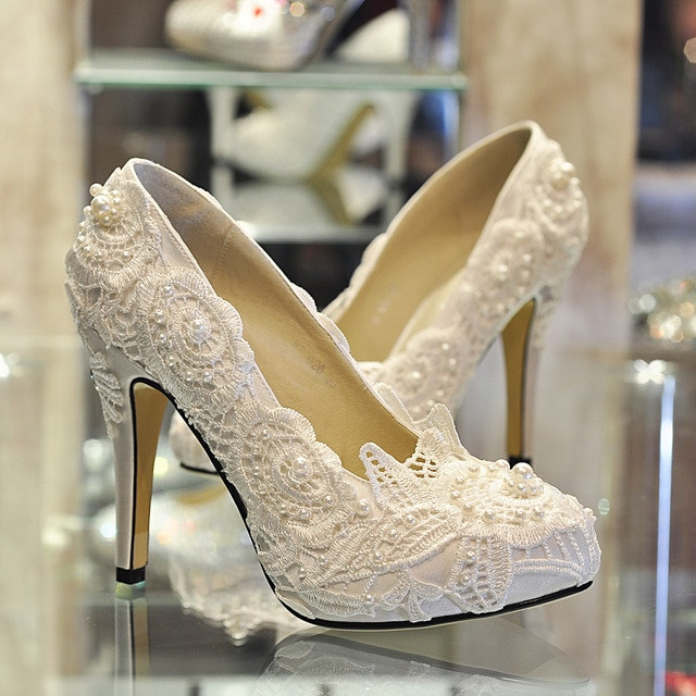 Jcpenney Wedding Shoes
 2015 romantic aesthetic pearl white lace wedding dress