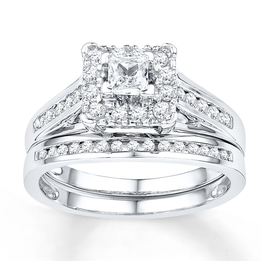 Kay Wedding Rings Sets
 Kay Diamond Bridal Set 5 8 ct tw Round cut 10K White Gold